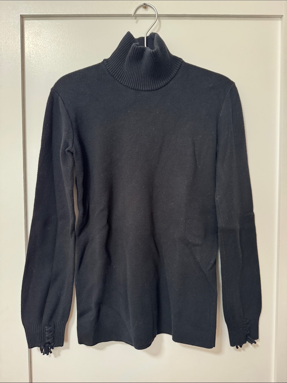 Women's Black Turtleneck Sweater - Classic Rib Collar